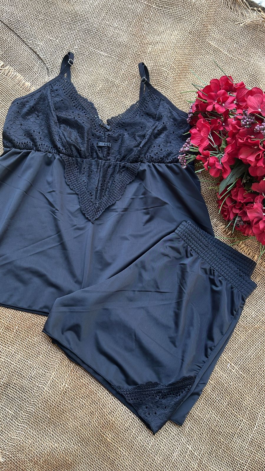 Pijama Baby Doll Liganete Preto