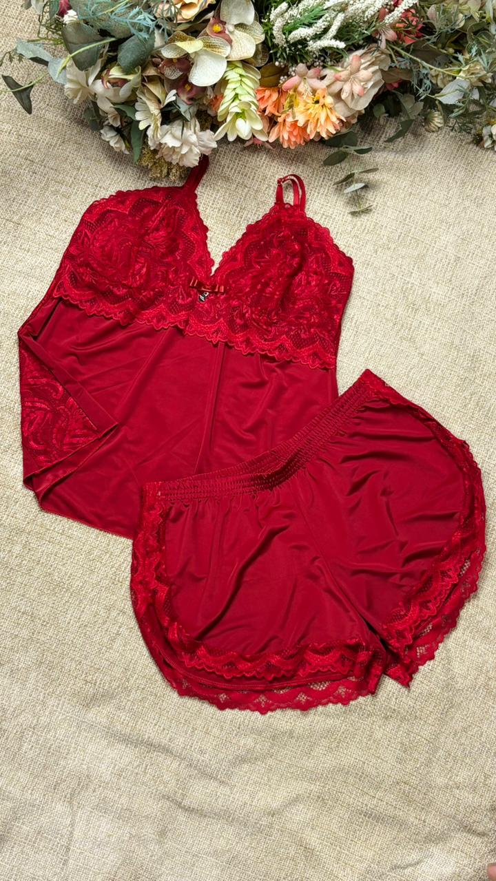 Pijama Baby Doll Liganete Vermelho