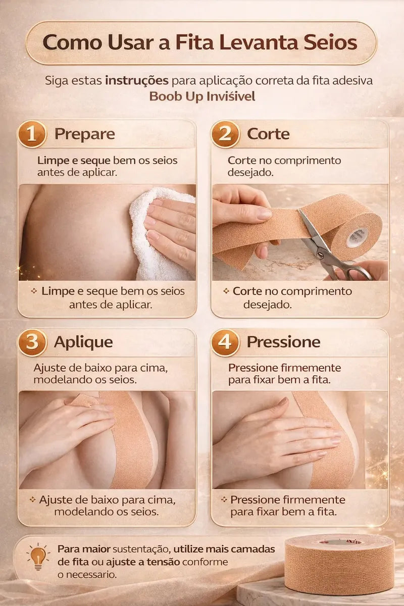 Sutiã Adesivo Levanta Peito Seio Fita Boob Up Invisível Pele